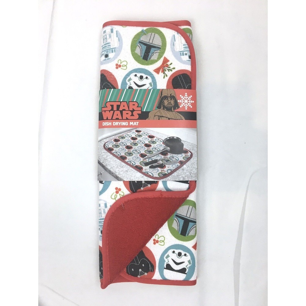 NWT Star Wars Holiday Christmas Dish Drying Mat Kitchen 16”x18” White